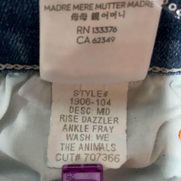 Mother Jeans We The Animals The Mid Rise Dazzler Ankle Fray Jeans Size 28 - Picture 11 of 11